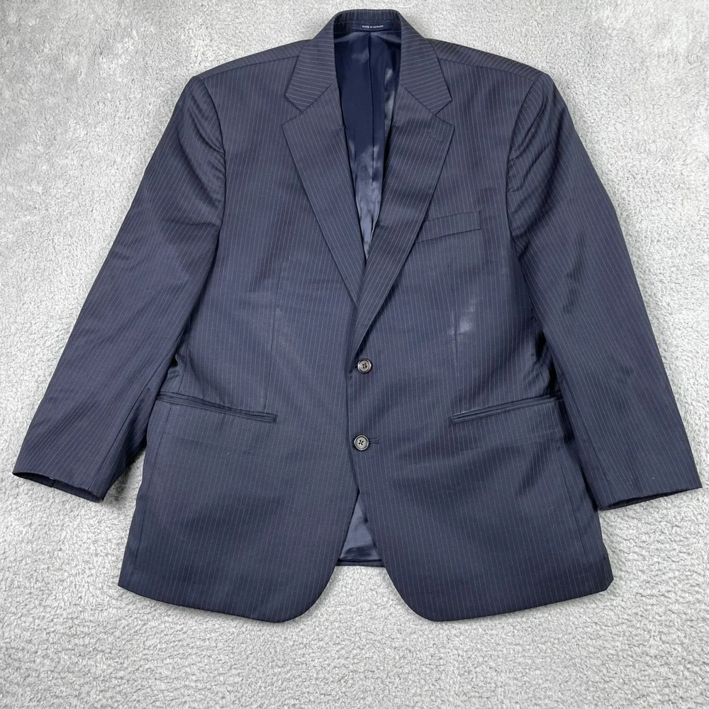 Ralph Ralph Lauren‎ Suit Jacket Mens 44S Navy Blue Pinstripe 100% Wool Blazer